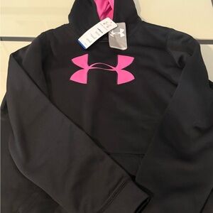 Under Armour Kids navy blue Hoodie with Pink Logo